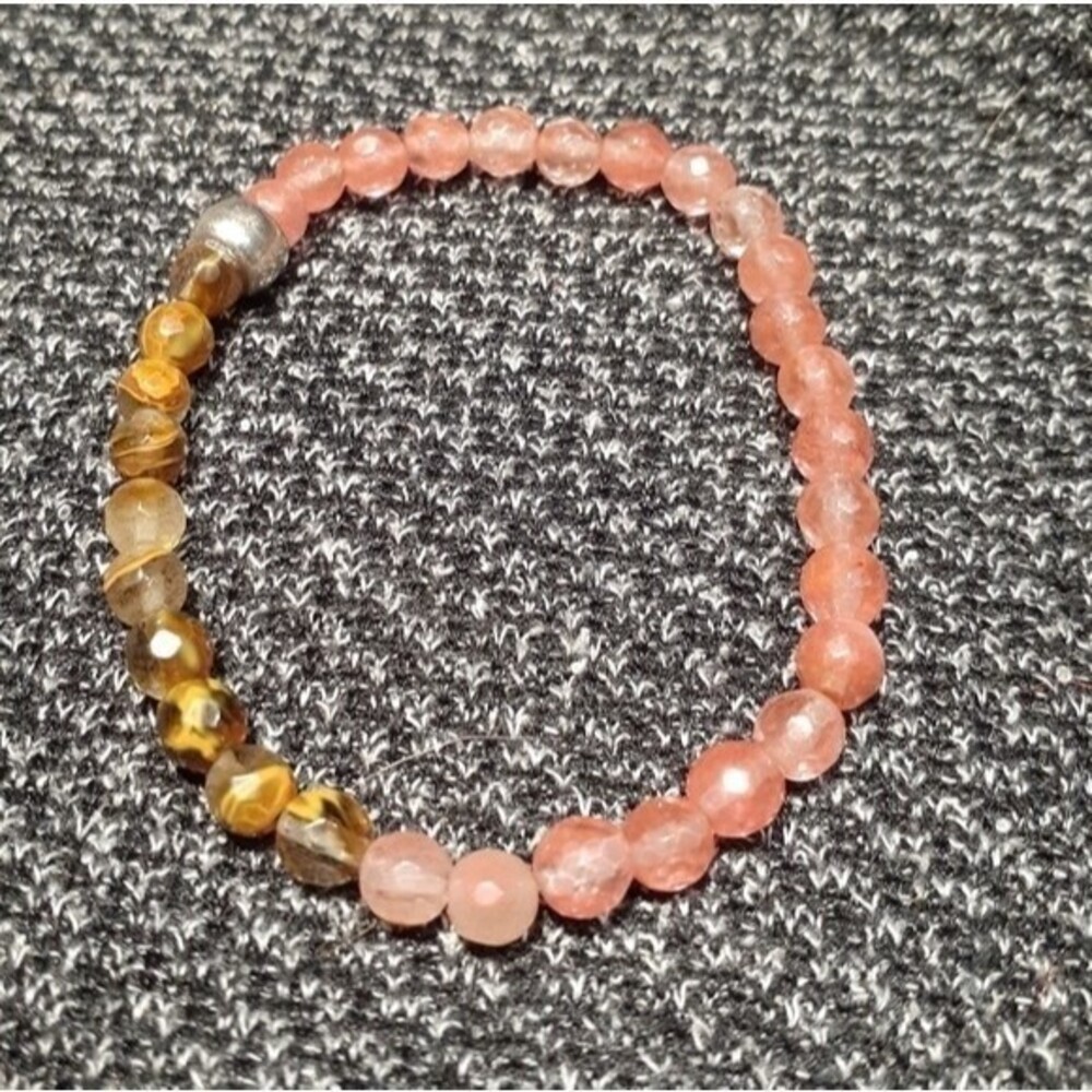 Sterling silver pink natural gemstone bracelet jewelry
